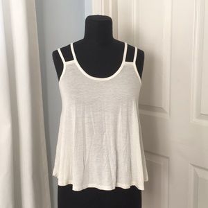 Monteau white lace back tank